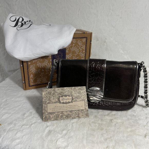 Brighton Handbags - Brighton Ziggy Crossbody Organizer Purse in Box with Paperwork Dustbag NIB Croc